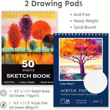 Black 175-Piece Deluxe Art Set with 2 Drawing Boards, Wax Crayons, Acrylic Paints, Colored Pencils, V1106-MSHB175003