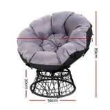 Gardeon Outdoor Lounge Setting Furniture Wicker Papasan Chairs Table Patio Black ODF-PAPASAN-TBCHX2-BK