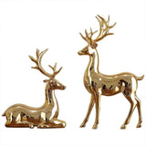 Christmas Deer Pure Copper Heavy Reindeer Ornaments for Home Decor Accents Living Room Office V1366-AZ2-W-24628