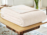Beige and White Plush Chenille-Knit Throw Blanket - Soft Cozy Polyester for Bed & Sofa Textured V888-ELOSUNG27858