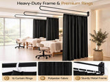 Artiss Room Divider Wall Mounted Hanging Curtain Partition Screen Black 200x220cm RD-D-200M-BK