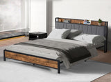 Levede Queen Bed Frame Tufted Headboard USB Charge BF1057-Q-DG