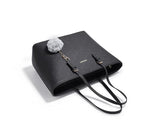 Women's Large Capacity PU Leather Tote Bag, Elegant Shoulder Bag for Work Shopping Party, Black V1188-MS-325-0320
