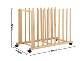 Artiss Art Drying & Storage Rack with Caster Wheels, Solid Wood Adjustable Slots Rack for Drawing ASR-ADJ-9H-LW