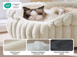 Cat Bed Fluffy Cat Bed Round Cat Bed Cat Furniture Cat Comfort Machine Washable - White - Size 20in V1107-135-50760-WHT-20IN