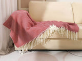 Red Elegant Herringbone Tassel Throw Blanket - Large Acrylic Faux Cashmere Soft Cozy Blanket for V888-ELOSUNG32127