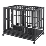 47 Inch Heavy Duty Dog Crate, Indestructible Dog Crate, 3-Door Heavy Duty Dog Kennel for Medium to V952-GLSYSDXPF4695XO1OV0