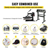 5 In1 12" X 15" Heat Transfer Press 28 Inch Vinyl Cutter Machine Kit Software V952-FM1151+KZJ-720001V3