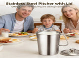 Stainless Steel Pitcher with Lid, 2 L/70 oz Measuring Cup with Dual-Scale Markings, Milk Frothing V1192-AZ-W-18493