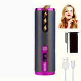 Black - gold color Black Automatic Hair Curler LED Temperature Display USB Rechargeable Curler Salon V1102-108-BLA-57936