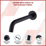 220mm Bath Spout in Matte Black Finish V63-848041