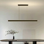 Modern Minimalist Trapezoid Pendant Light Adjustable LED Bar Light Black V255-L-18898-B