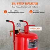 10Gal/40L Sandblaster Equipped w/Nozzle Shut-Off Valve Pressure Gauge Ceramic Nozzle Rubber Wheels V952-40LPSJ00000000001V0