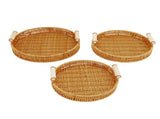 Woven Serving Tray Decorative Multipurpose Round Serving Basket with Dual Handles Fruit Bread V1294-YM0901-3117240149911