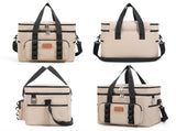 Khaki 23L Extra Large Insulated Cooler Bag with Double Layers - Perfect for Camping, Picnics, and V888-ELOSUNG21916
