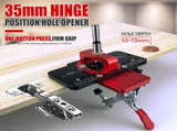 35mm Hinge Boring Jig Locator Aluminum Alloy Drilling Guide with Adjustable Depth and Offset for V1341-ZY-LZU6W5SH-RED