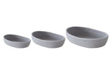 3 Pcs Desktop Storage Basket Oval Organizer Container Cotton Rope Hand Woven for Makeup Snacks Grey V1294-YM0626-3117220295312
