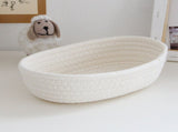 3 Pcs Desktop Storage Basket Oval Organizer Container Cotton Rope Hand Woven for Makeup Snacks White V1294-YM0626-3117220295311