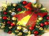 Xmas Wreath with 20 LED Lights and Bells Christmas Garland Light String Branch Lights for Living V1294-YM0714-10310319