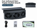 Black Solar Rechargable Triple Outlet Car Window Ventilation and Exhaust Fan - 4500 RPM Air V888-ELOSUNG55098-1