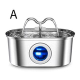 304 Stainless Steel Pet Water Fountain, 3.2L Oval Design with Dual Water Flow, Ultra-Quiet Automatic V1341-ZY-U2JP4ZL9-C