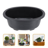 2Pcs Large Black Plastic Bonsai Planter Pots Oval Shape with Drainage Holes for Garden and Office V1369-AZ3-W-15851