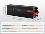 Pure Sine Wave Inverter, 3000 Watt, Power Inverter with 2 AC Outlets 2 USB Port 1 Type-C Port, LCD V952-CZXNBQ3000WC2N69YV3