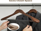 Premium Wooden Hangers 6-Pack Wide Shoulder Non-Slip Design for Coats, Jackets & Suits 360&deg V1258-DP02-WO-112
