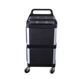 SOGA 3 Tier Covered Food Trolley Food Waste Cart Storage Mechanic Kitchen with Bins FOODCART1515WITHBINS