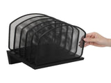 Black Desktop File Organizer with Multiple Vertical Compartments for Efficient Office and Home V1369-AZ3-W-14386