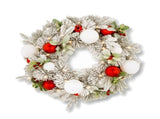Christabelle 61cm Snowy Elegance Christmas Wreath Pre Lit Warm White LED Red Baubles Berries Fr 112_SENSE61