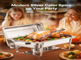 8 Qt 6 Pack Rectangle Chafing Dish Buffet Set Fullsize Pan Stainless Steel V952-ZFXBXGSTGK6JYRMTSV0