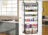 CARLA HOME 6-Tier Over the Door Organizer Heavy-Duty Metal Pantry Rack with Hanging Baskets for Home V178-36340
