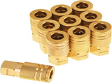 1/4'' Air Hose fittings, 10-Pack Brass 1/4 Inch NTP Female Industrial Coupler, 1/4'' Air Line Quick V1258-DP02-WO-421