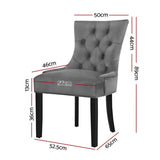 Artiss Dining Chairs Set of 2 Velvet French Provincial Grey UPHO-C-DIN470-VEL-GYX2