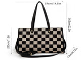 Black and gray color-matched tote bag large capacity, can be carried by hand or cross-body, V1102-HEBB-003