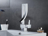Brass Basin Faucet, Retro Waterfall Hot and Cold Bathroom Faucet, Silver V1188-MS-520-098