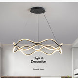 BAMDECOR A212/1 Black Modern Wavy Art Aluminum Light Fixture for Living Room Bedroom Indoor Decor V255-BAM-A212/1-BLK