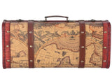 Vintage Suitcase Portable Composite Wood Map Pattern Design Vintage Storage Chest V1294-YM0714-3115210131111