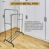 Heavy Metal Double Clothes Rail Hanging Rack Garment Display Stand Storage Shelf V63-836211