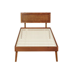 Artiss Bed Frame Single Size Wooden Bed Base Walnut SPLAY WBED-SPLAY-S-WAL