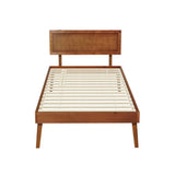 Artiss Bed Frame Single Size Wooden Bed Base Walnut SPLAY WBED-SPLAY-S-WAL