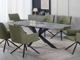 Dining Table Rectangular Shape Grey Sintered Stone Top Powder Coated Iron Legs V43-DT-KNGS