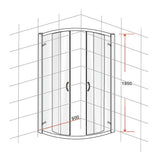 90 x 90cm Rounded Sliding 6mm Curved Shower Screen with Base in Chrome V63-830051