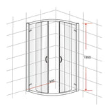 90 x 90cm Rounded Sliding 6mm Curved Shower Screen with Base in Chrome V63-830051