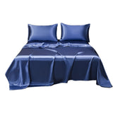 Soft Solid Matte Satin Hotel Style 4 Piece Set Full Size with Deep Pocket Fitted Flat V1366-AZ2-W-14731