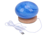 Bedside Nightstand Lamp with Wood Base Blue Glass Shade Ball Small Table Lamp 3 Color Temperature V1294-YM0901-3119240152211