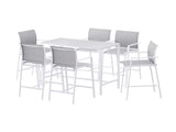 Gardeon 7PCS Outdoor Bar Set Stools Dining Chairs Table Patio Steel Bistro Set White ODF-BARSET-WH-7STEX-ABC
