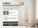Christabelle 1.8m 6ft White Fairy Floss Christmas Tree Pre Lit RGB LED Flocked Slim 20 Modes Fe 112_WFLWF6