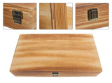 Wooden Cassette Tape Storage Box Coffee Pine Wood Organizer with Hinge for Home V1192-AZ-W-27214